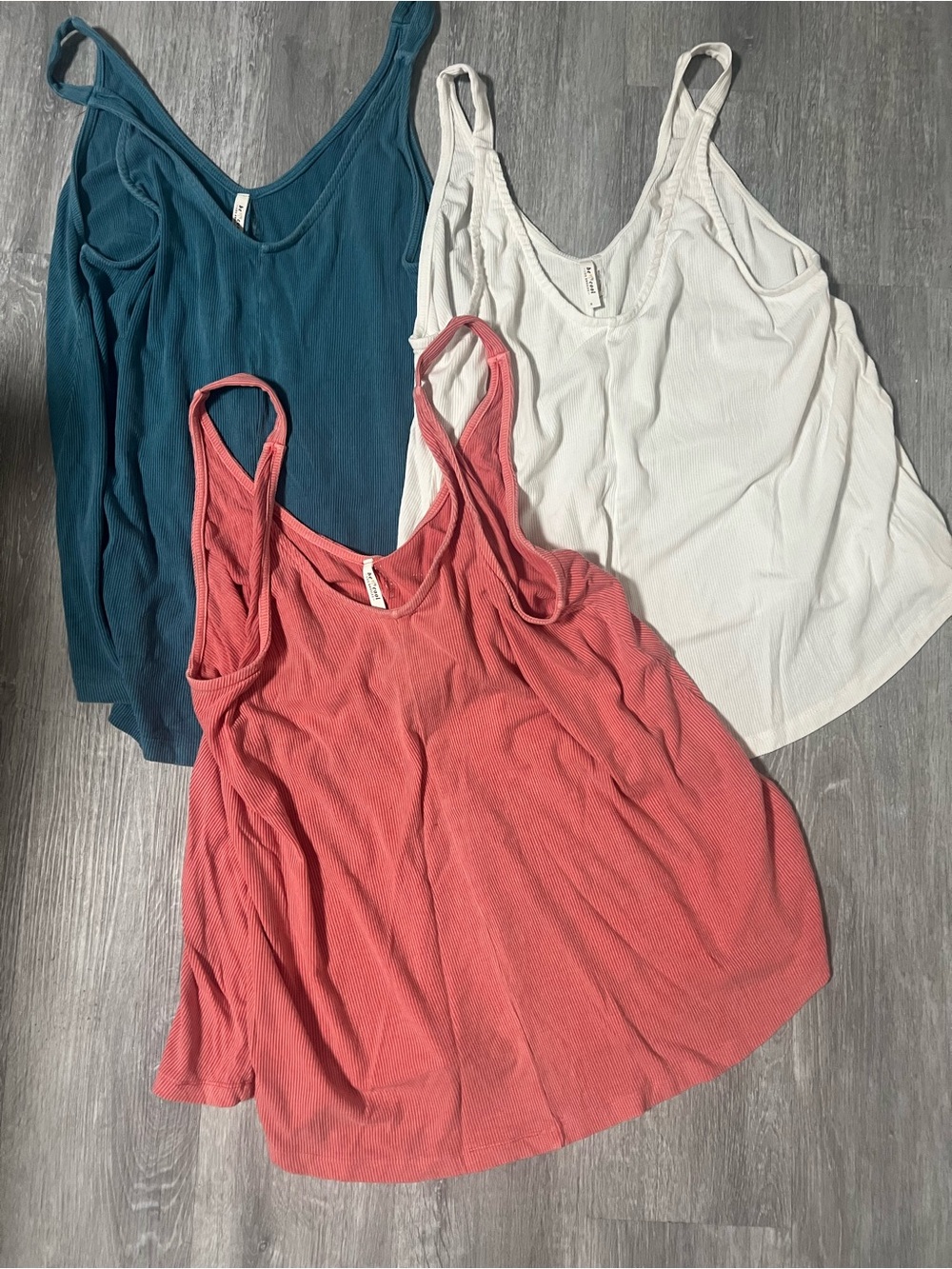 BE COOL Trio Ribbed Tank Tops - Teal, Coral, White